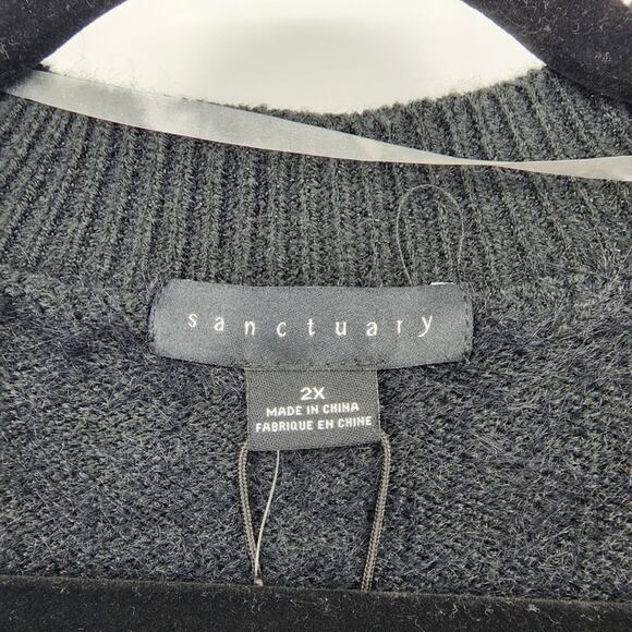 Sanctuary Black Fuzzy Knit Button Down Long Sleeve Cardigan NWT Size 2X - Picture 4 of 7